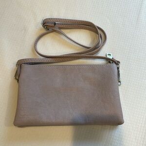 Light Gray/Purple Leather Three Pocket Purse